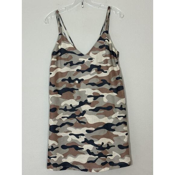Zara Women’s Size XS Camo Print Linen Blend Dress Sundress Vacation Travel Light - Picture 4 of 7